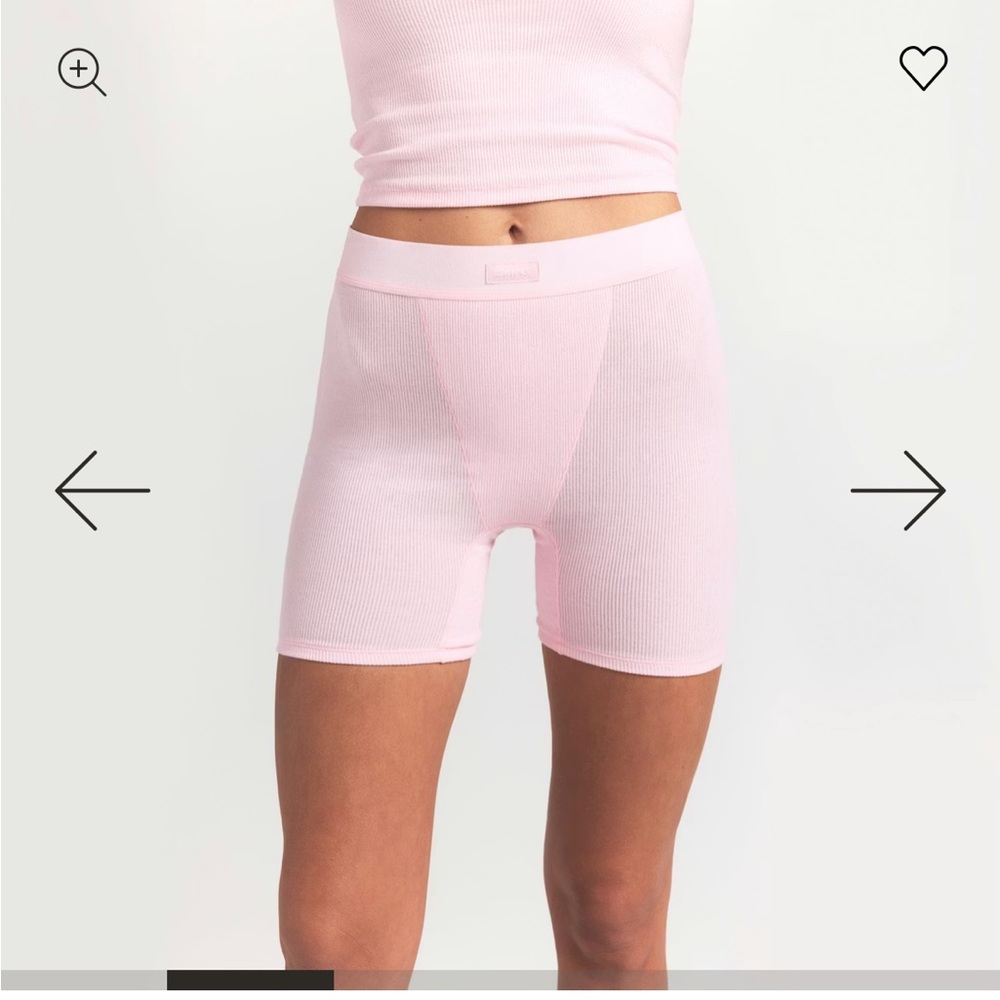 Skims Pink Ribbed Boxer Shorts